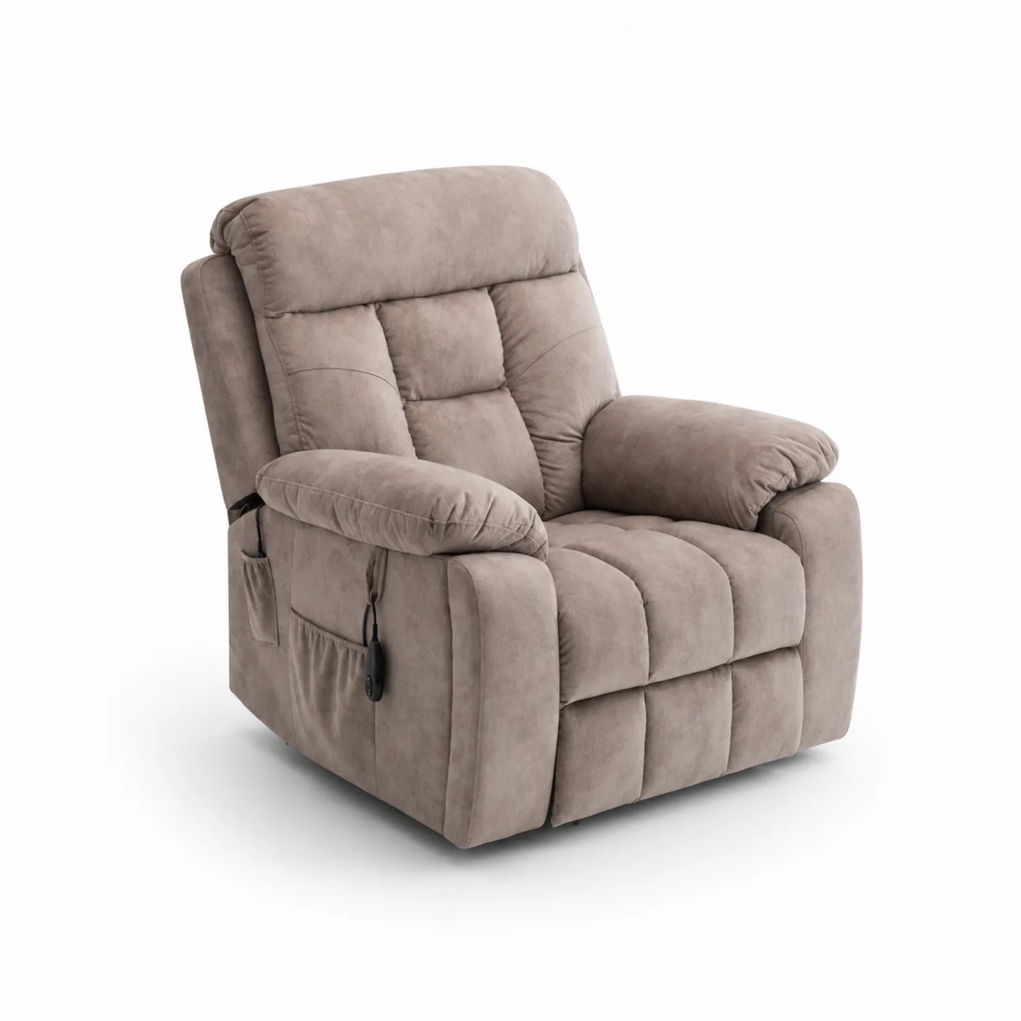 Fauteuil inclinable en tissu microfibre beige avec fonction de massage