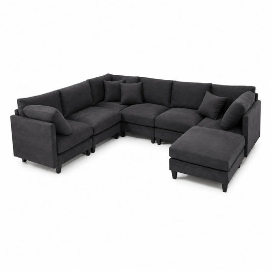 Canapé d'angle modulaire en tissu Gris Anthracite