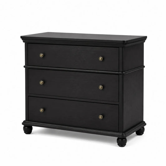 Commode en Bois Noir 3 Tiroirs