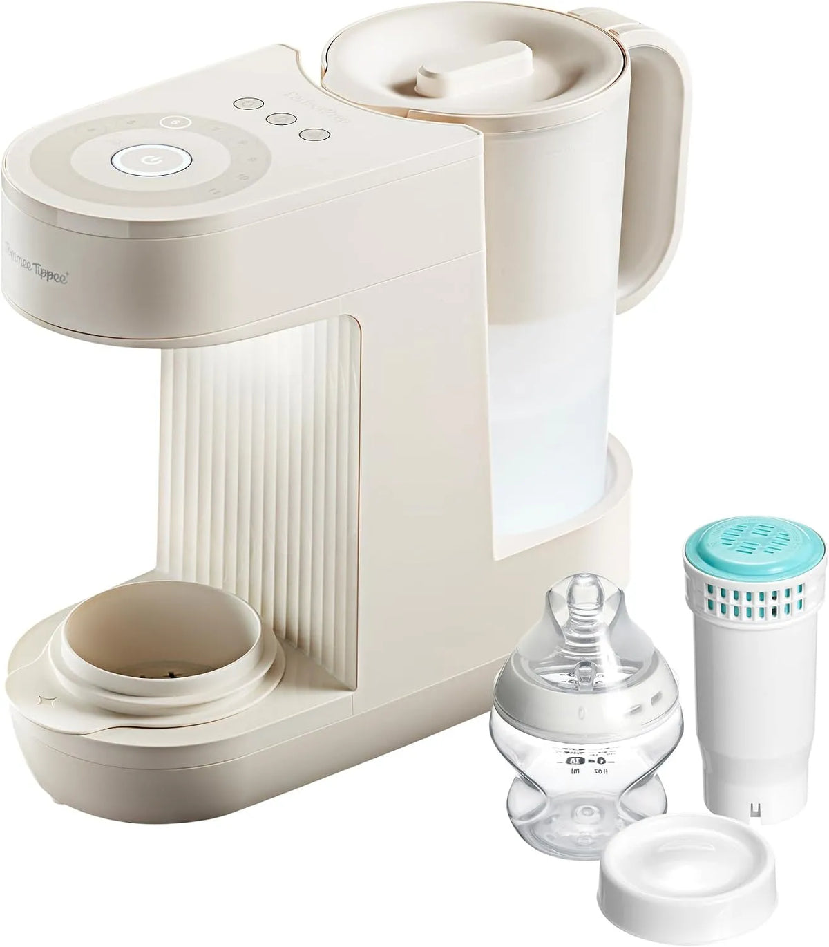 Machine de préparation, filtre, prise, système de filtration d'eau potable, application, pour biberons avec filtre à eau antibactérien