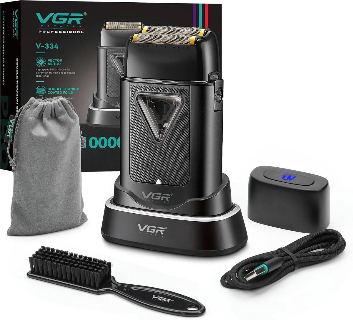 Rasoir, moteur, USB, professionnel, sans fil, pour homme, VGR
