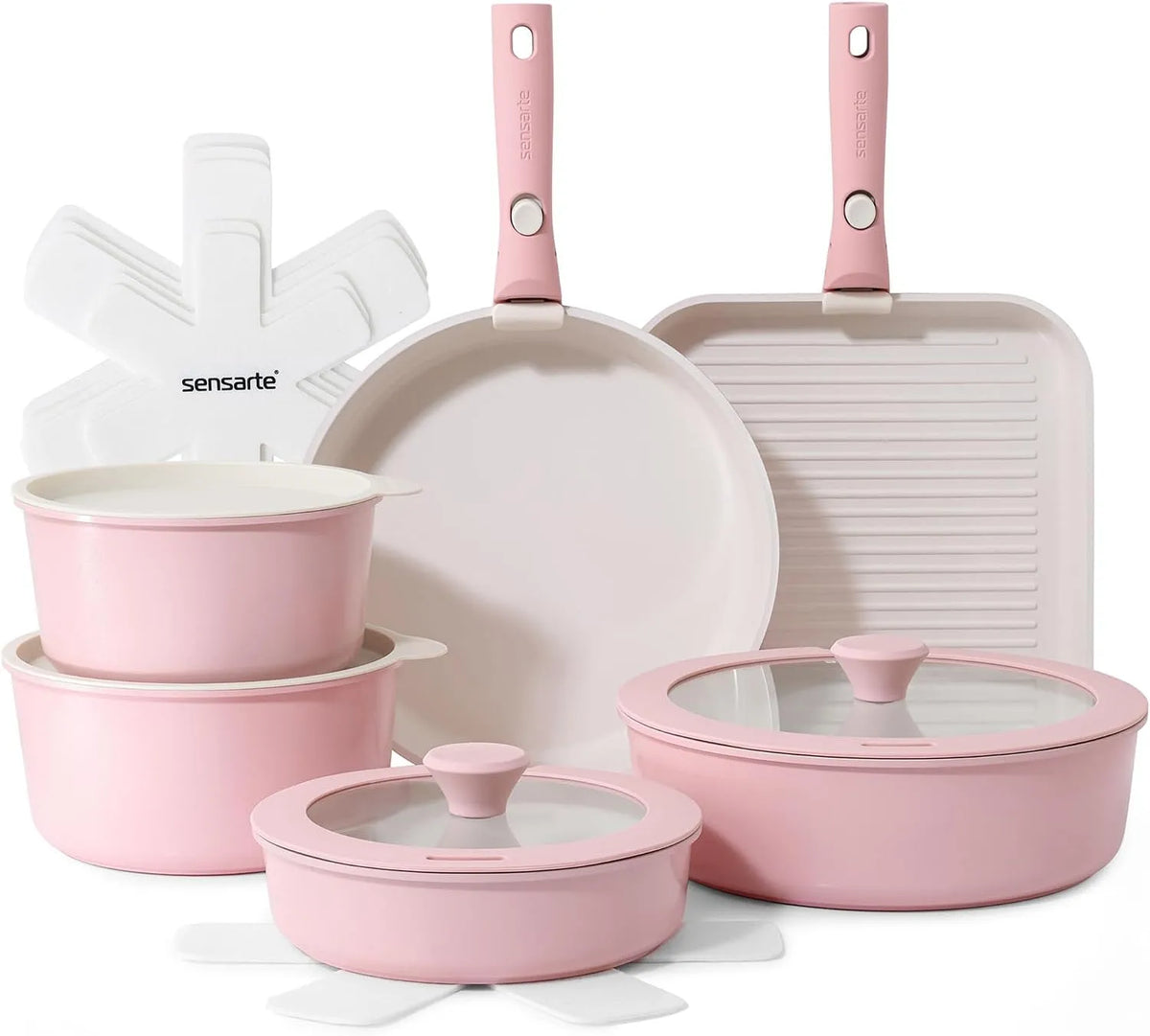 Four électrique, SENSARTE, amovible, Batterie de cuisine 17 pièces en céramique antiadhésive, sans PFAS/PTFE/PFOA