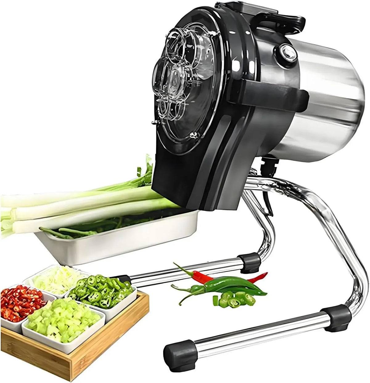gingembre, ciboules et autres légumes, pour Trancheuse électrique professionnelle pour oignons nouveaux, épaisseur de coupe : 1 à 5 mm, lame en acier