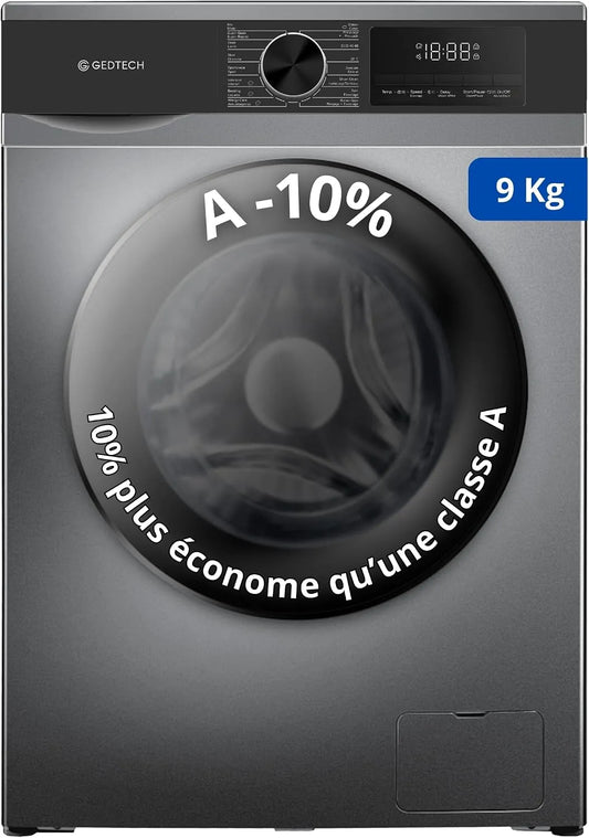 Lave-linge GLL91400DG, 16 programmes, 9 kg, gris, 1400 tr/mn, 9 Kgs