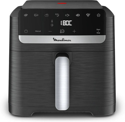 Moulinex Friteuse à air chaud, 7,5 L, 7 programmes, noir, Friteuse sans huile mono tiroir pour 8 personnes