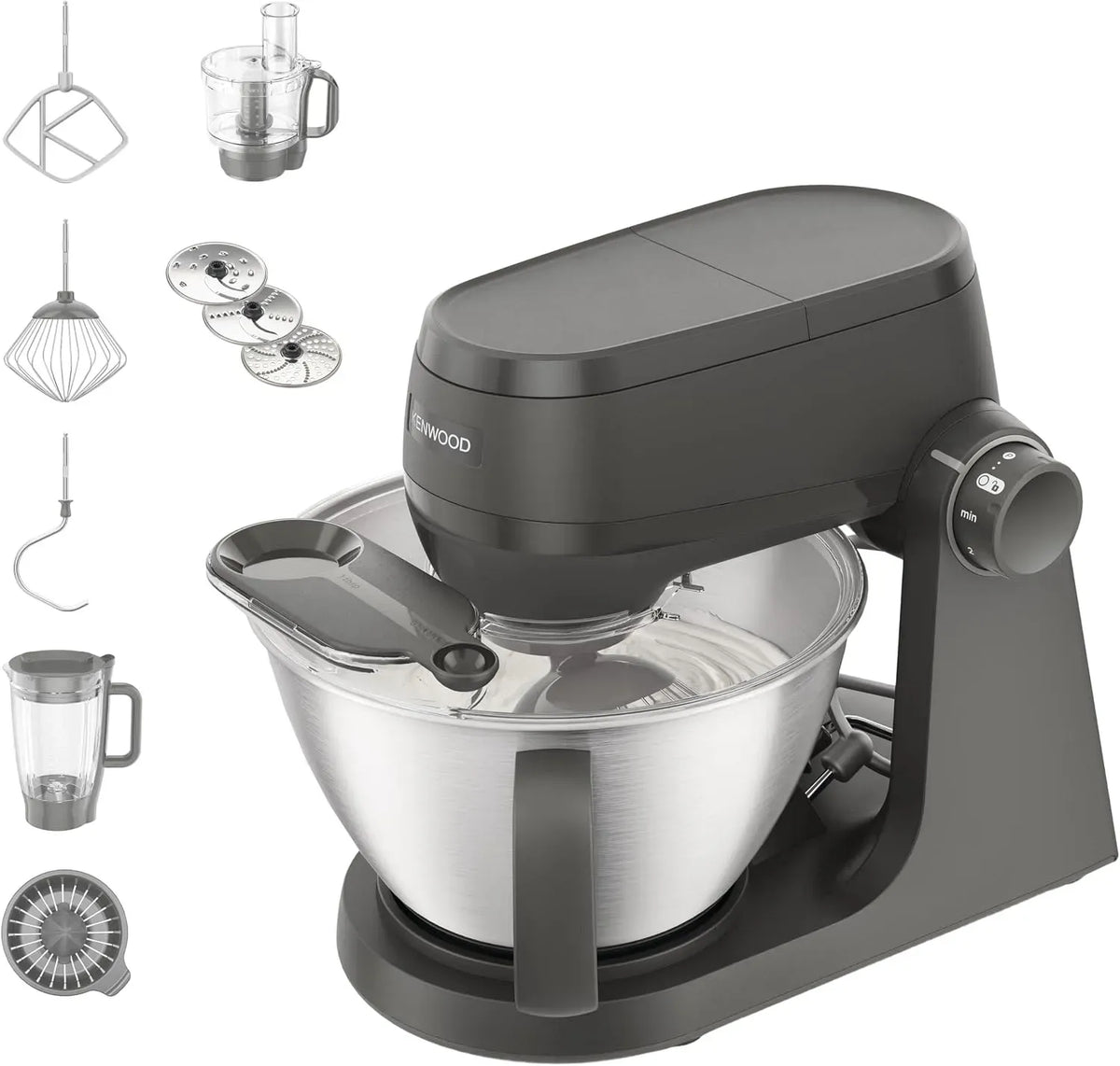 Kenwood KHC30.050GY Robot de cuisine, pizza, gris, pâte 1,7 kg pour pain et pizza