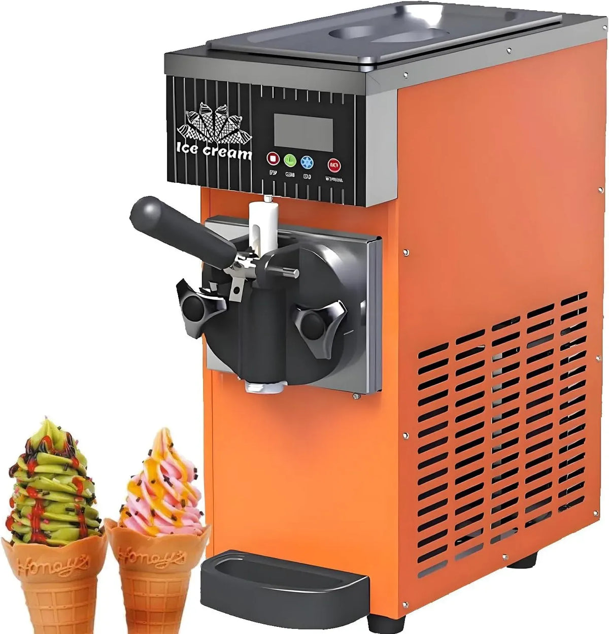 écran Tactile LCD, pré-Refroidissement, pour Sorbetière Professionnelle, 4,5 L, 450 W, Orange, Nettoyage Automatique