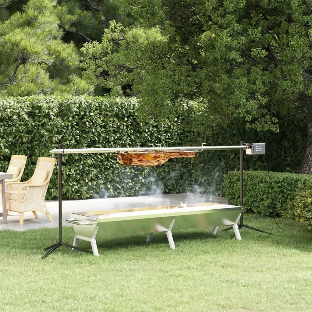Barbecue, 158 x 42 x 31 cm, extérieur, gril, acier inoxydable, argenté, pour le jardin