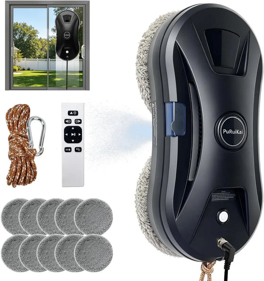 HCR-11 Pulvérisation d'eau, Télécommande pour Fenêtres et Surfaces Lisses, pour Lave-vitres Automatique, 5600Pa Aspiration, 3 Modes de Nettoyage