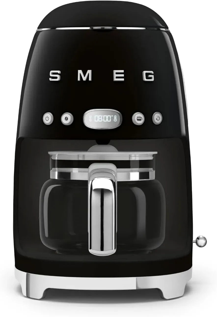 Smeg DCF02BLEU Machine à Caf, Filtre, machine à café électrique, 1050 W, 12 Tasses, maintien au chaud, 2 Niveaux, noir, verre