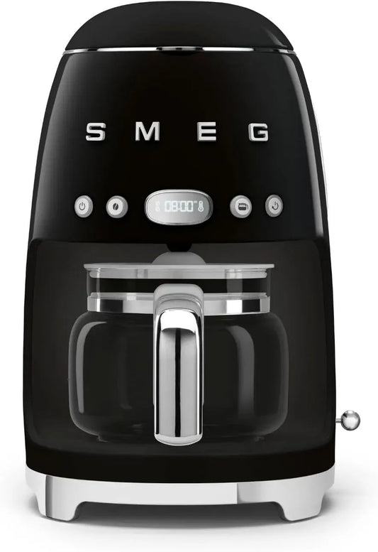 Smeg DCF02BLEU Machine à Caf, Filtre, machine à café électrique, 1050 W, 12 Tasses, maintien au chaud, 2 Niveaux, noir, verre