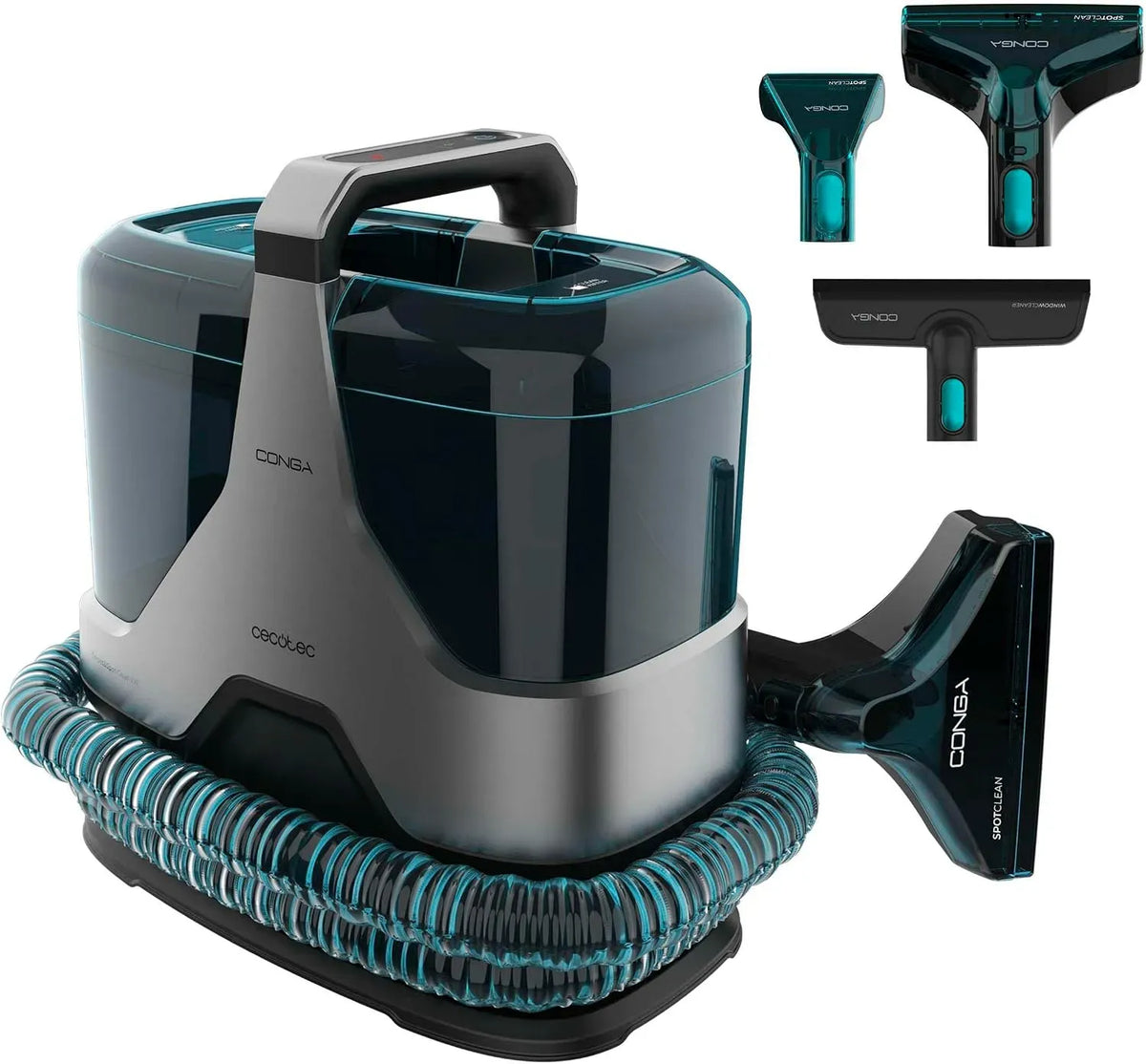 Cecotec appareil de nettoyage tapis et tissus, Nettoyeur, 600 W, 15 kPa, 100 ml, 7 m, grand réservoir