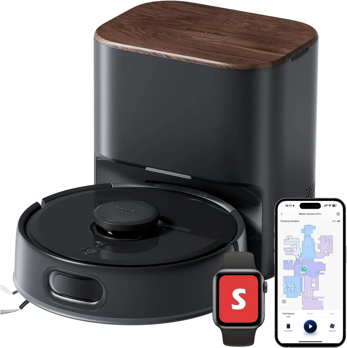 Apple K11 Robot aspirateur, Collecte de la poussière de 90 Jours, Aspiration 6000 Pa, cartographie Intelligente LDS, Design Fin de 3,6'