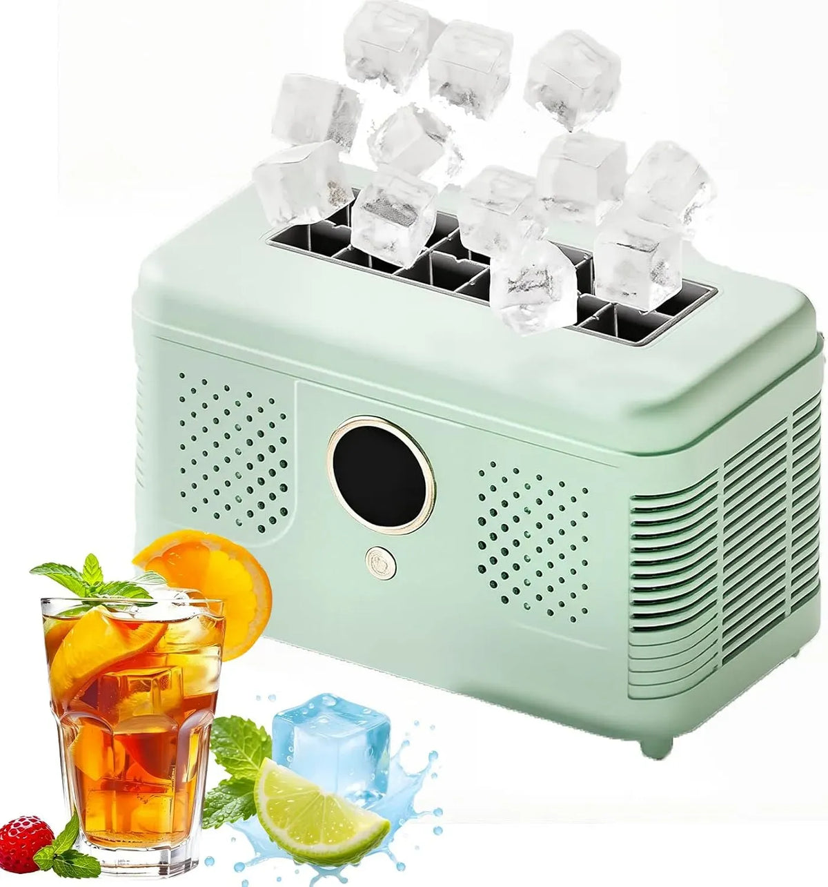 Machine à glaçons, 150 W, 12 V, portable, camping, fait 12 cubes en 15 à 20 minutes pour la maison, 150 W avec double puissance 12 V/AC