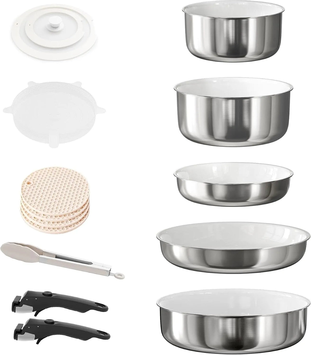 Lave-vaisselle, RIOVARM, acier inoxydable, machine à laver la vaisselle, Acier inoxydable Batterie de cuisine Induction avec Poignées Détachables