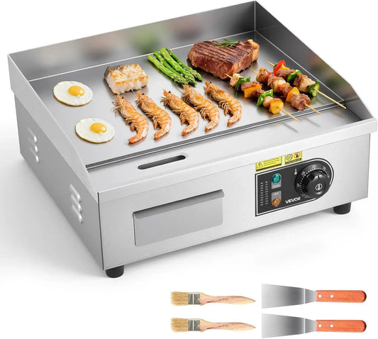 VEVOR Plaque de cuisson, 45x30 cm, 2800 W, 50 à 300 °C, restaurant, 2 zones de température, pour Barbecue Restaurant Snack-bar