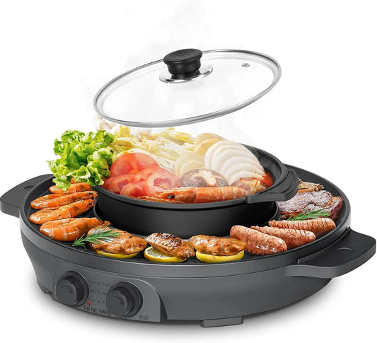 Ustensile de cuisson, 39 cm, 2000 W, amovible, barbecue électrique 2 en 1, Hot Pot électrique 2 en 1