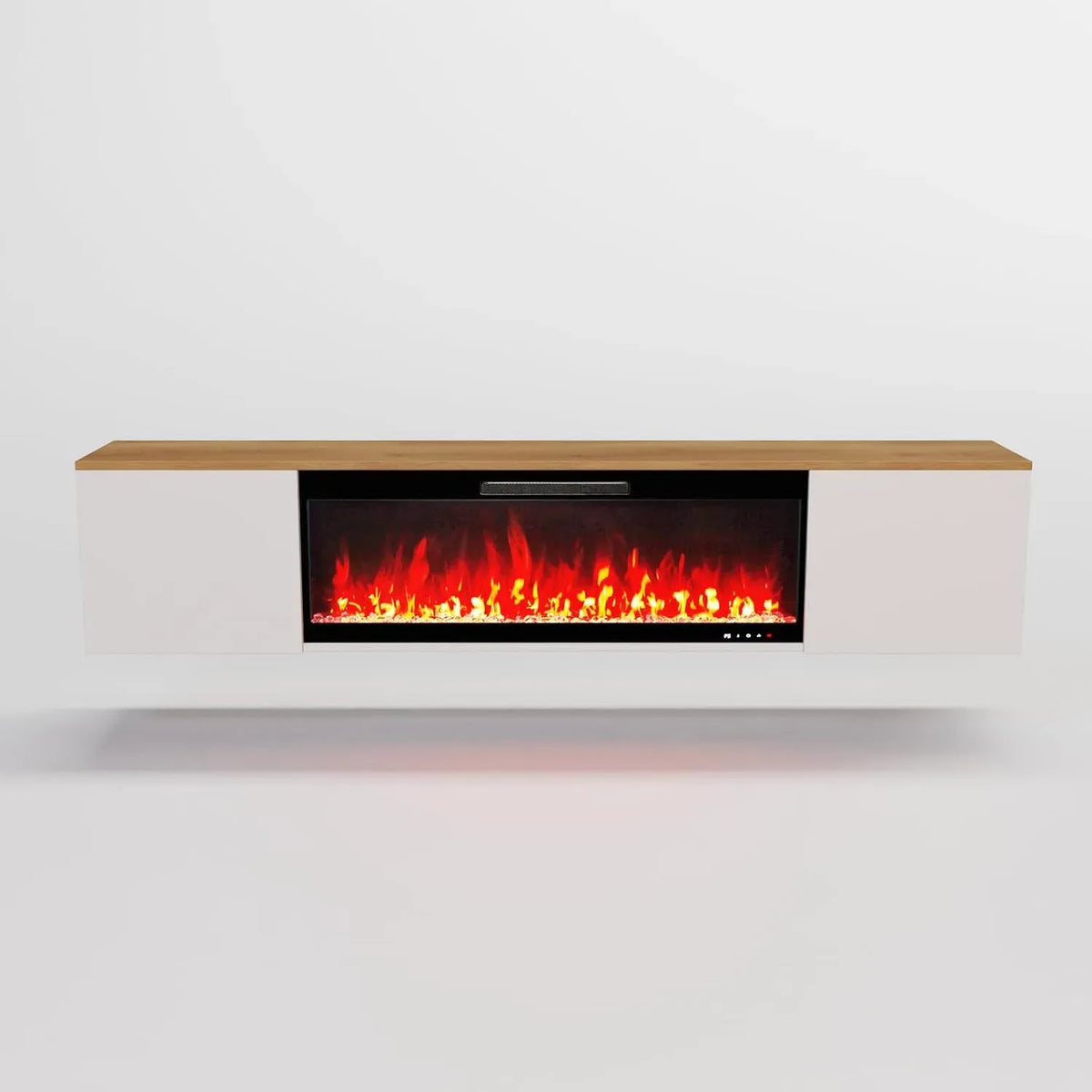 Meuble TV, 200 x 41,6 x 31,9 cm, GLOW FIRE, encastrable, décoration de salon, blanc