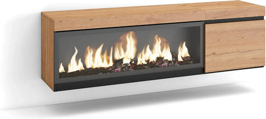 Meuble TV, 65 pouces, Cheminée électrique XXL, 160