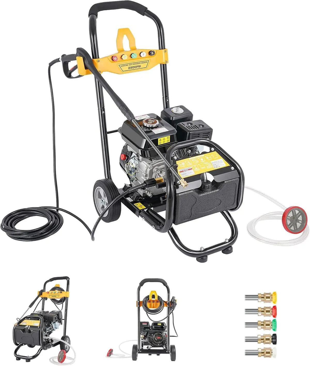 Nettoyeur haute pression 10M, portable, professionnel, 5 Buses & Tuyau, 7,5 CV