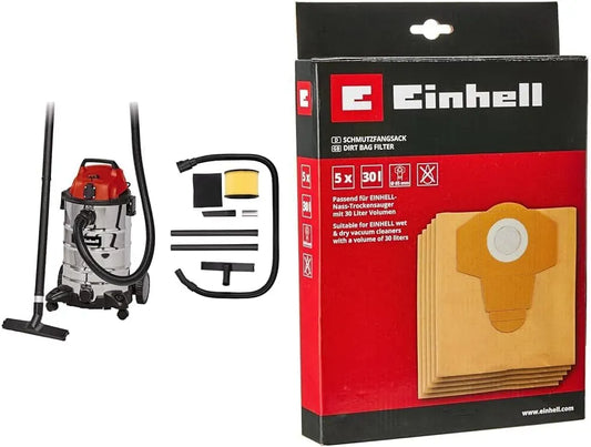 Einhell TC-VC 1930 Aspirateur, 30 L, 50 Hz, 1500 W, 230 V, 5 Sacs de rechange 30 Litres