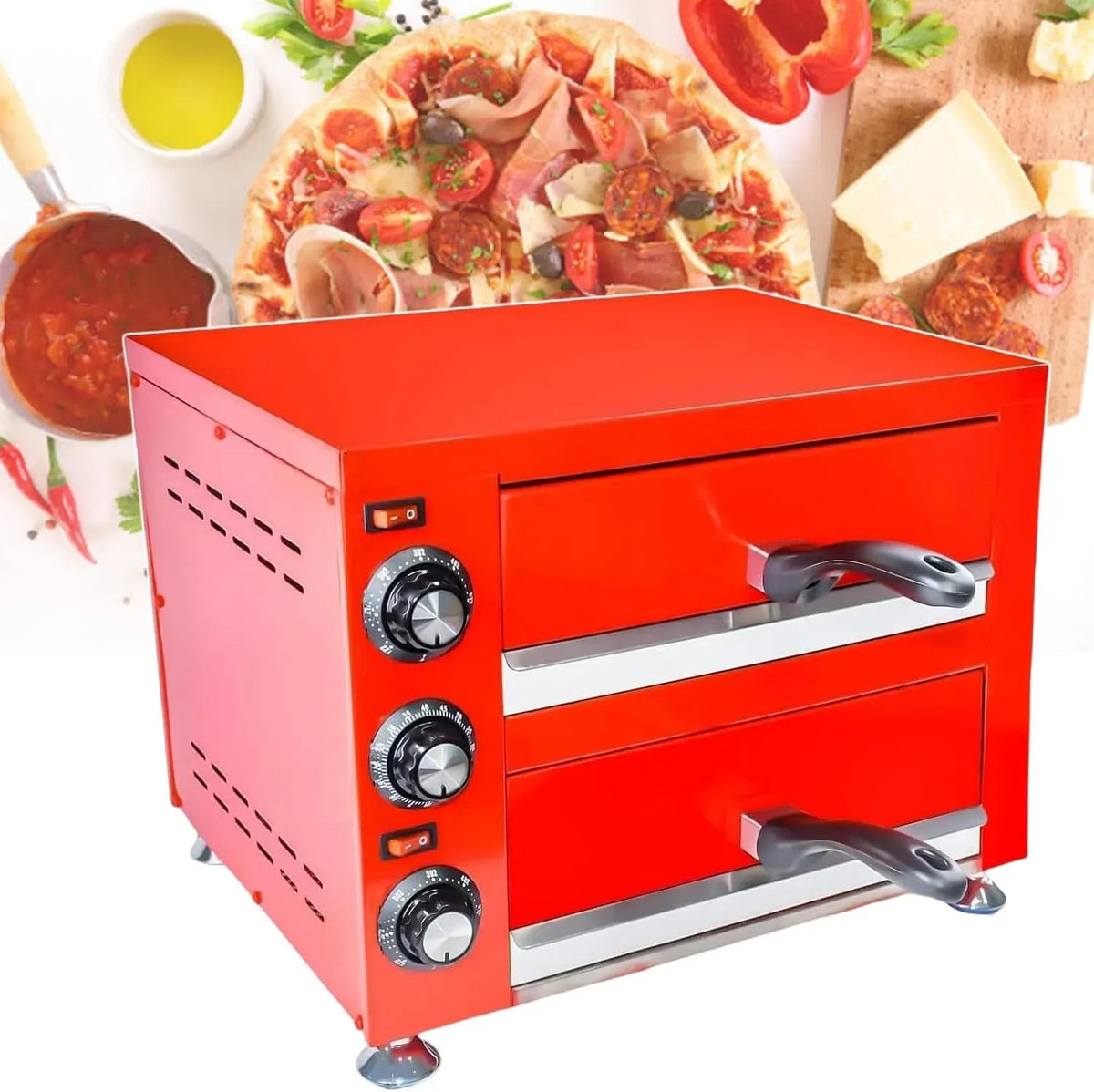 Four électrique à pizza, 220 V, gril, professionnel, acier inoxydable, Gril à Pizza Commercial Avec Plateau à Miettes