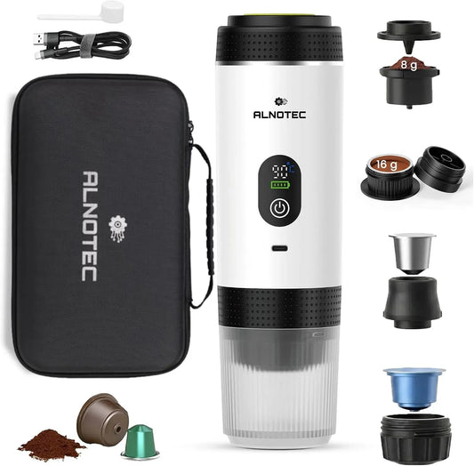EN 1 Machine à Caf, Portable, machine à café électrique, 20 Bar, 8 g, 16 g, USB, fonction chauffante, blanc