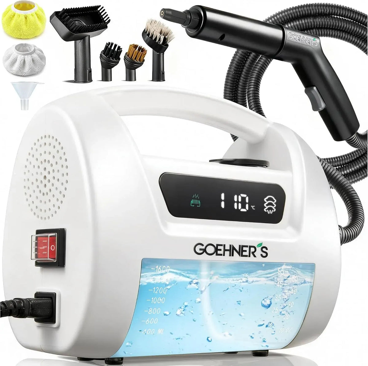 Radiateur électrique 30s, 2 L, 1800 W, portable, 3 niveaux, grand réservoir, vapeur, 110℃/3,5Bar, Nettoyeur Vapeur Haute Pression, 3,5 Bar