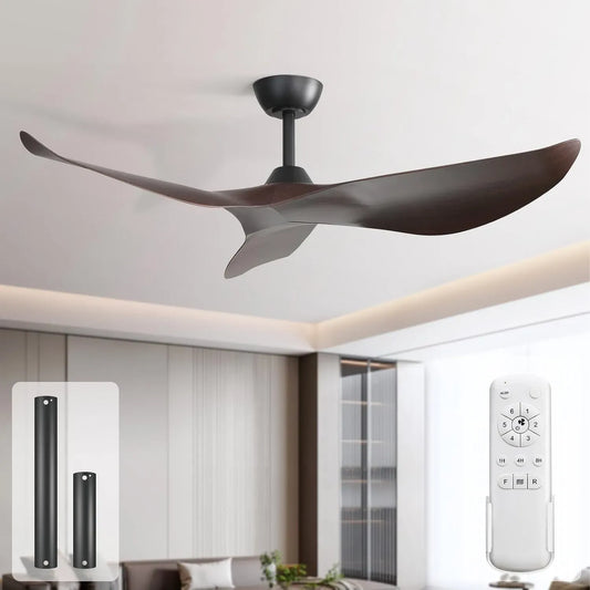 Ventilateur, 132 cm, minuteur, décoration de salon, silencieux, Silencieux DC Moteur, 3 Pales, 6 Vitesses