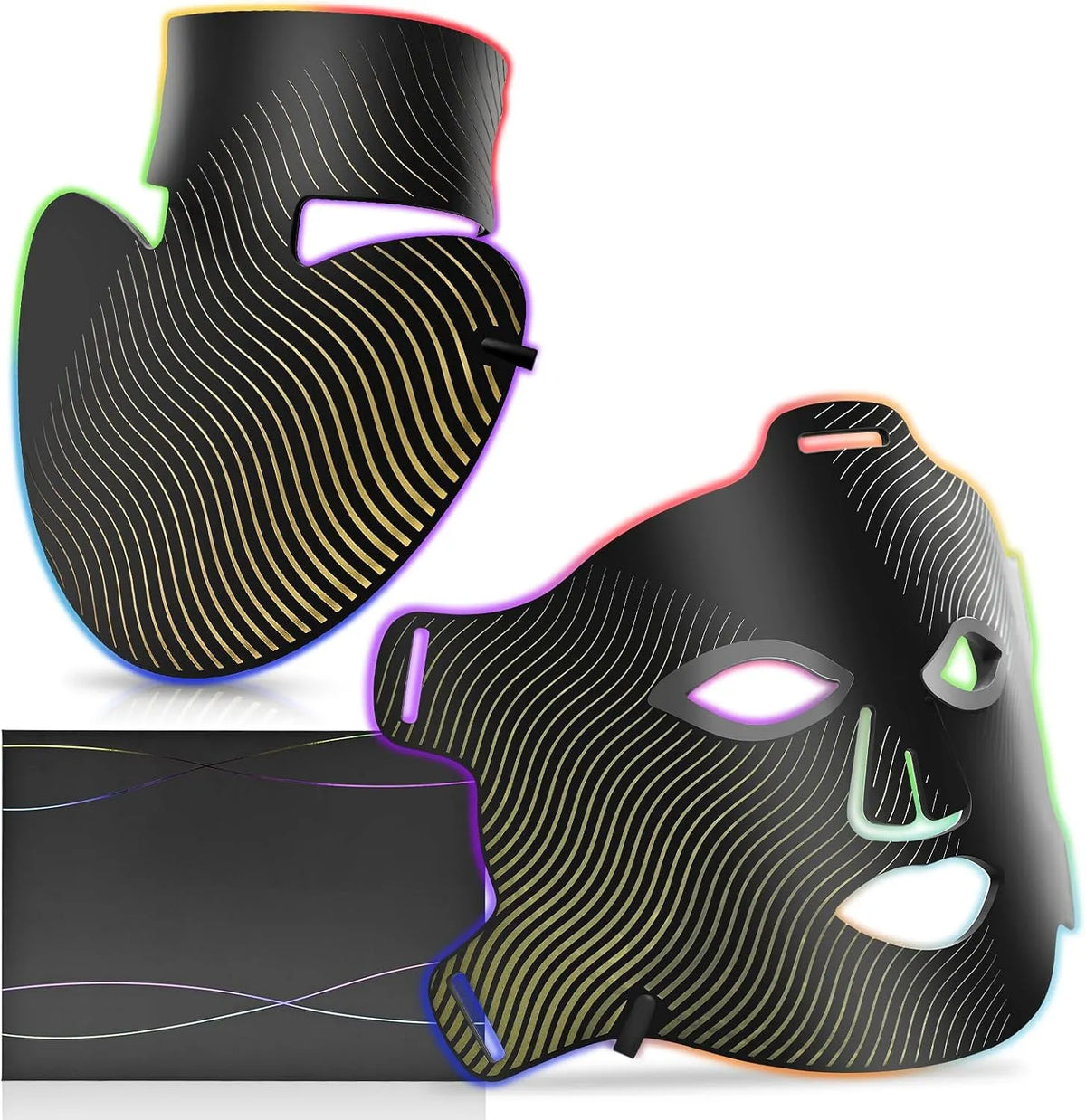 masque lumineux LED en silicone, Masque de luminothérapie LED pour le visage et le cou, 4 modes, masque facial infrarouge avec thérapie à la lumière