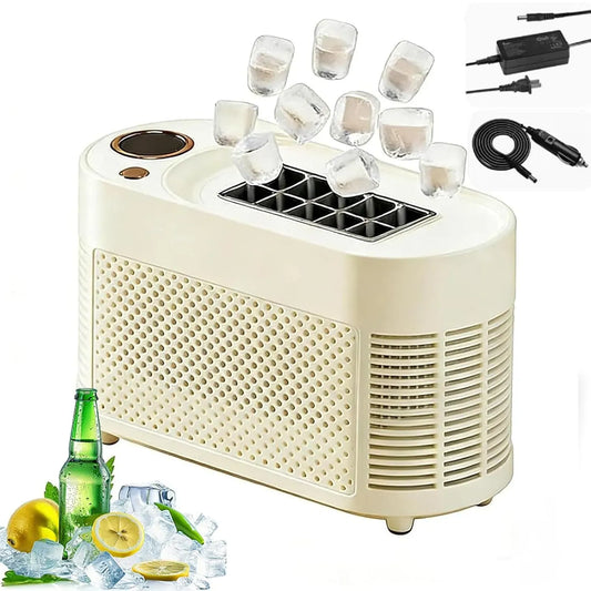 Machine à glaçons, 12 V, portable, camping, blanc, 10 Glaçons en 10 à 15 Min, Idéal pour le Camping