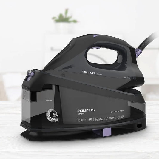Taurus Antigoutte, Amazing, pour Autonettoyage, Centrale vapeur SSD3002,3000W, Réservoir 1,5L, Vapeur 130 g/min, Semelle céramique, Écran digital
