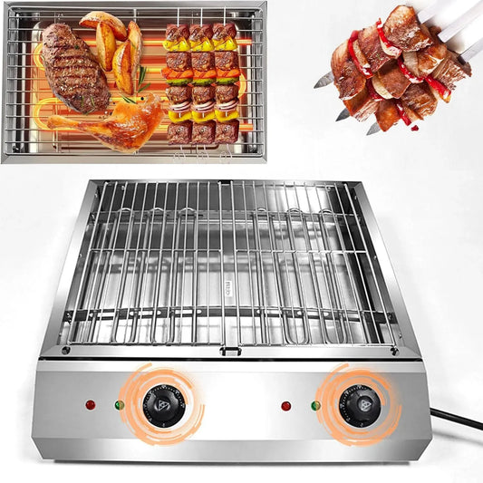 Four électrique, 50 à 300 °C, JOSBY, portable, professionnel, 2 zones de température, acier inoxydable, Barbecue électrique de comptoir
