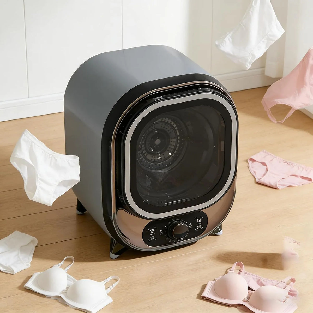 Sèche-linge, 0,8 kg, portable, silencieux, 2 Modes De Séchage : Air Froid/Chaud, Idéal pour Appartement Et Maison, 35 décibels, Séchage Silencieux