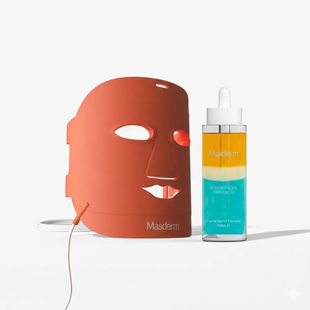Pack Anti-Âge Visage Professionnel, Anti-Rides et Raffermissant pour une Peau Éclatante, Masque LED Photothérapie Lumière Rouge et Sérum Visage